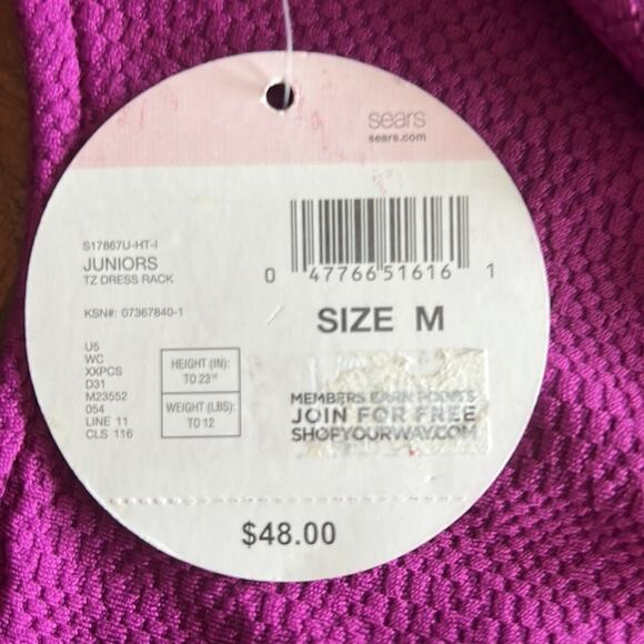 Bongo Juniors Size M Magenta Fit n Flare Dress Cutout NWT Exposed Zipper Y2K - Picture 5 of 11